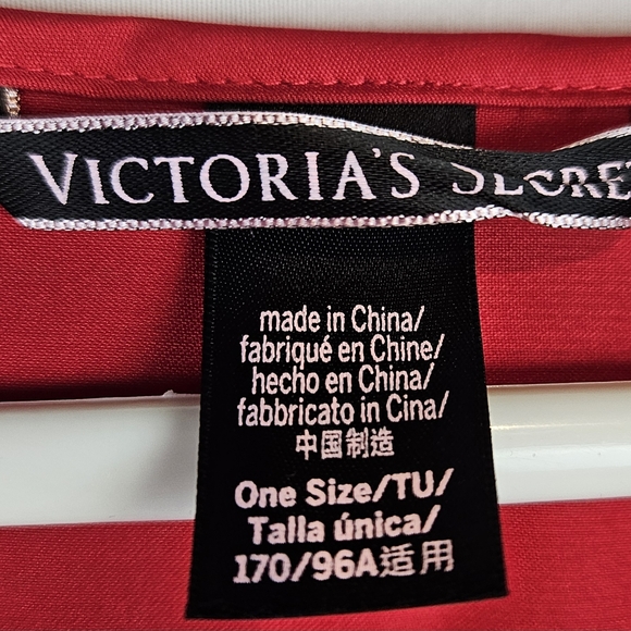 Victoria Secret Red Satin Robe Tie Front OS Cardigan Kimono Sexy Feminine - Picture 5 of 6